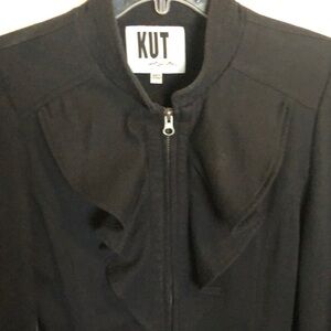 KUT Black Ruffled Casual Fun Jacket